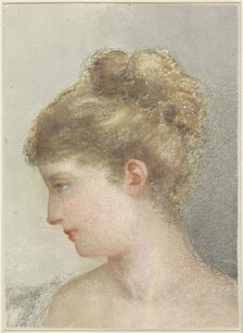 Head of a woman, profile facing left, 1837-1892. Creator: Albert Martin.