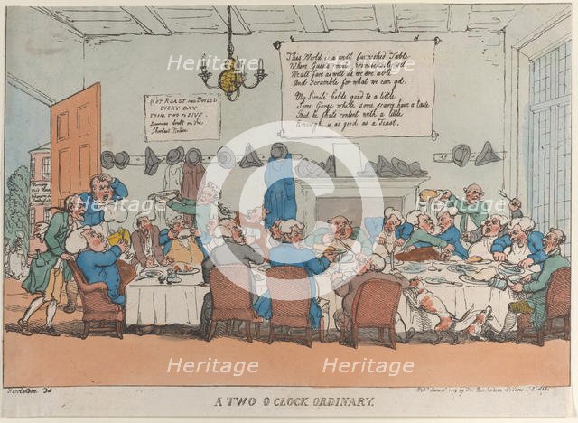 A Two O'Clock Ordinary, June 4, 1811., June 4, 1811. Creator: Thomas Rowlandson.