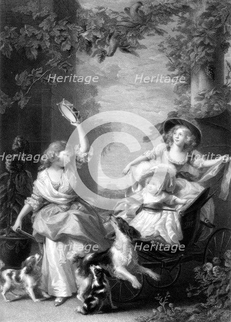 The Royal Princesses, children of King George III, 19th century.Artist: Robert Graves