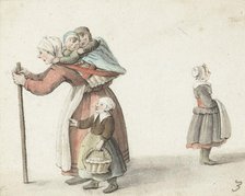 Woman with two children in a carrying basket, 1651. Creator: Gesina ter Borch.