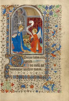 The Annunciation; Book of Hours, about 1420-1430. Creator: Master of the Harvard Hannibal.