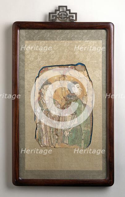 Mural Fragments of Two Devotees, between 618 and 906. Creator: Unknown.