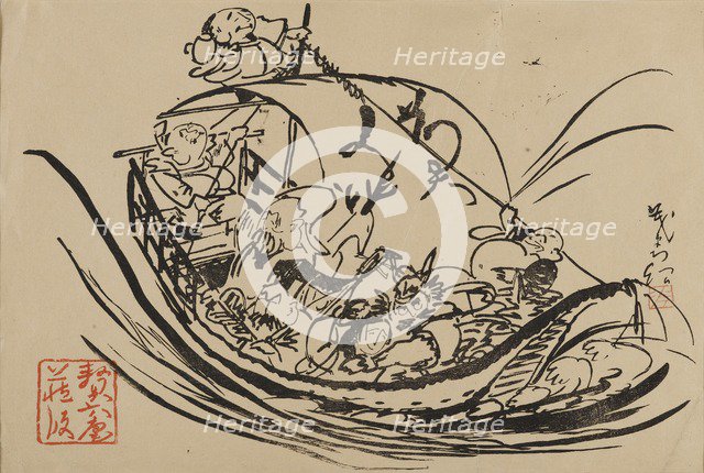 Woodblock print - Takarabune, c19th century. Artist: Shigematsu Enrosai.