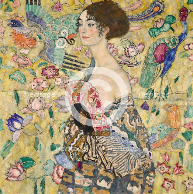 Dame mit Fächer (Lady with a Fan) , 1917-1918. Creator: Klimt, Gustav (1862-1918).