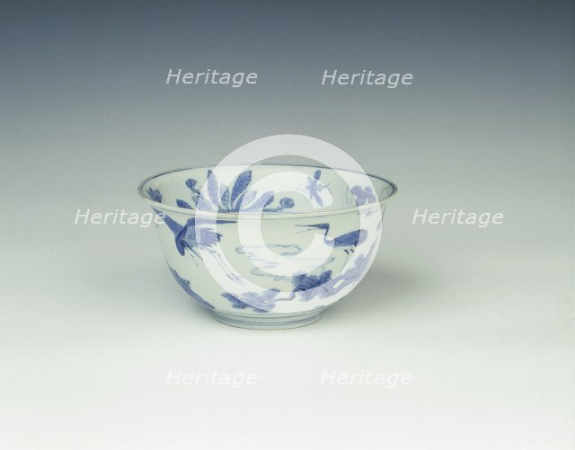 Blue and white Kraak porcelain bowl, China, 1550-1575. Artist: Unknown