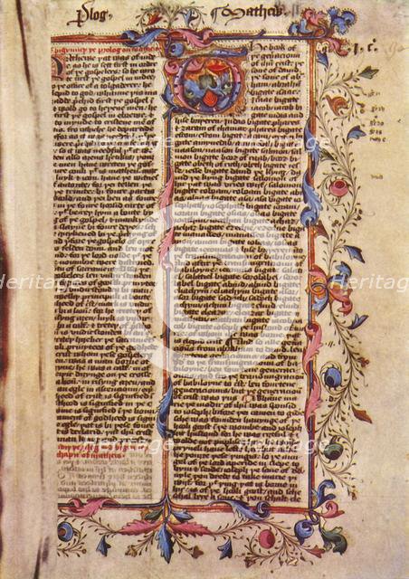 'First Page of St Matthew's Gospel', 15th century, (1943). Creator: Unknown.