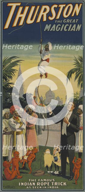 Thurston the Great Magician: the famous Indian rope trick, c1910. Creator: Unknown.
