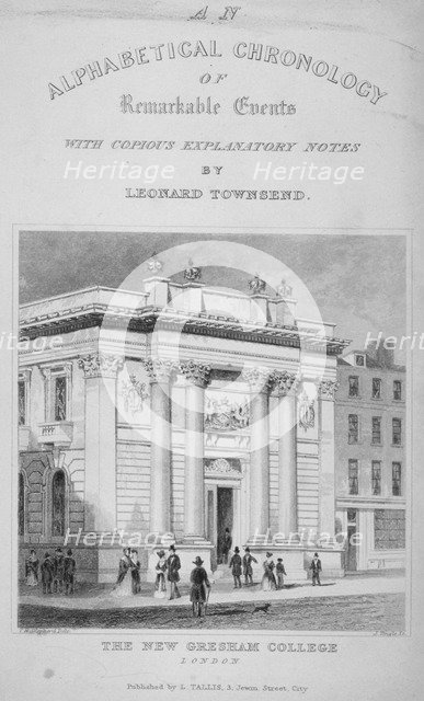 Gresham College, Basinghall Street, City of London, 1845. Artist: James Tingle