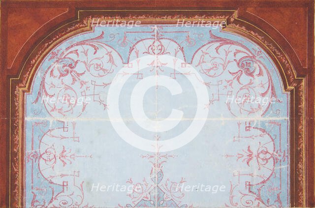 Partial design for painted ceiling, 19th century. Creators: Jules-Edmond-Charles Lachaise, Eugène-Pierre Gourdet.