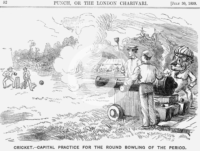 'Cricket - Capital Practice for the Round Bowling of the Period', 1859. Artist: Unknown
