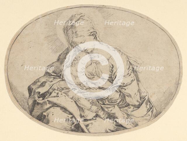 The Virgin holding the infant Christ, an oval composition, ca. 1600-1640. Creator: Guido Reni.