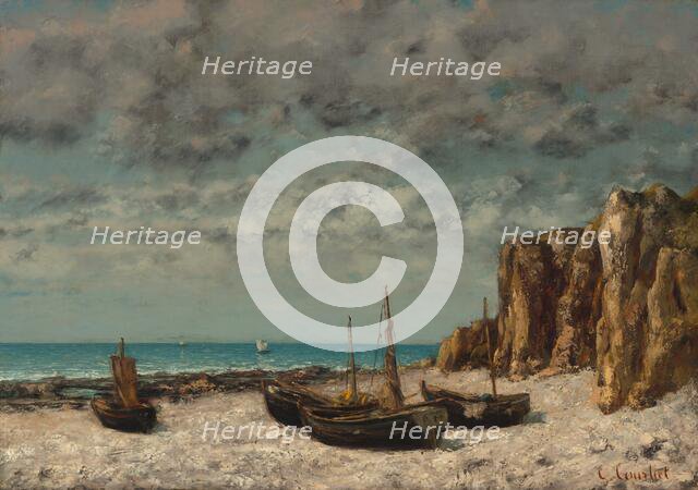 Boats on a Beach, Etretat, c. 1872/1875. Creator: Gustave Courbet.
