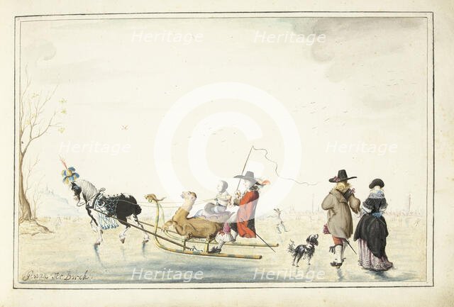 Sleigh on the ice, after 1656-c.1687. Creator: Gesina ter Borch.