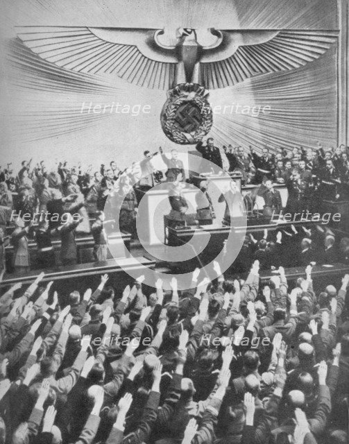 'Hitler Makes His Peace Speech in the Reichstag', 1939, (1940). Artist: Unknown.