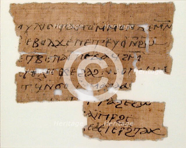 Papyrus Fragment, Coptic, 7th century. Creator: Unknown.