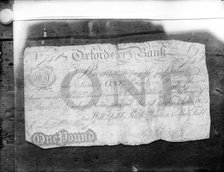 One pound note issued by the Oxford City Bank, c1860-c1922. Artist: Henry Taunt
