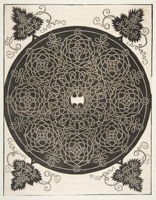 'The Third Knot'. Interlaced Roundel with Eight Wreaths and a Scalloped Shield in i..., 1521 before. Creator: Albrecht Durer.