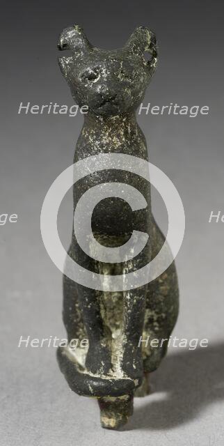Upright Seated Cat Figurine, Late Period-Ptolemaic Period (711-30 BCE). Creator: Unknown.