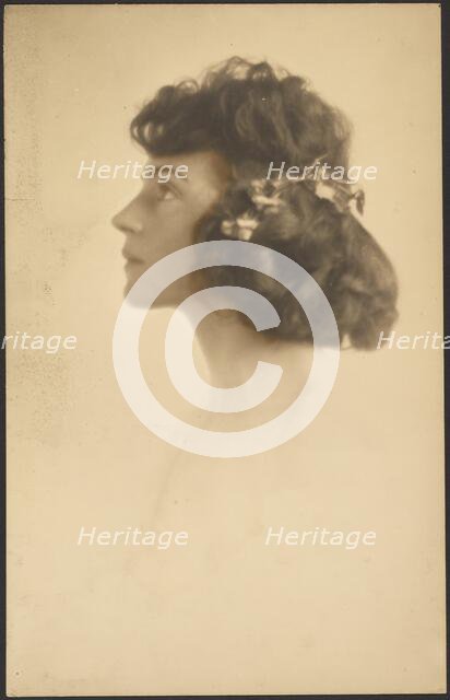 Portrait of a Woman with Flower Wreath, 1907-1943. Creator: Louis Fleckenstein.