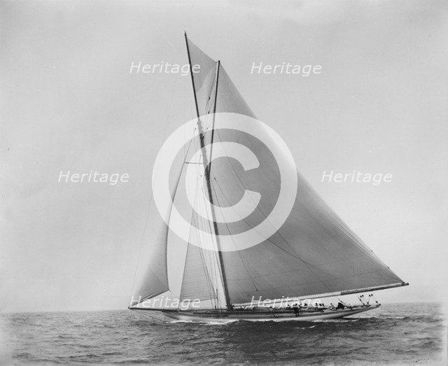 The cutter 'Shamrock' sailing close-hauled. Creator: Kirk & Sons of Cowes.