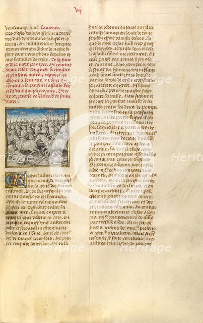 The Army of Pompeius Fleeing Julius Caesar; Miroir Historial, about 1475. Creator: Unknown.