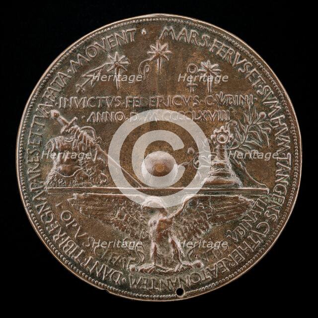 Eagle with Spread Wings Supporting Devices [reverse], 1468. Creator: Clemente da Urbino.