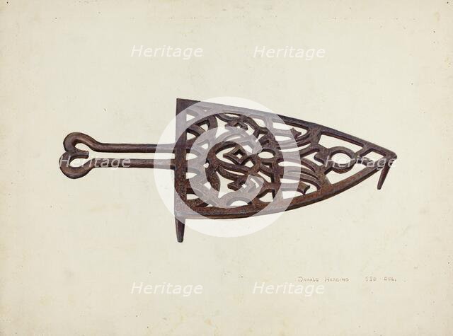 Flat Iron Holder, c. 1940. Creator: Donald Harding.