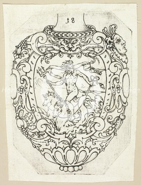 Plate 18, from twenty ornamental designs for goblets and beakers, 1604. Creator: Master AP.