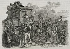 First Carlist War, (1833-1840): Assault by the Carlists on the postal service on its way...1842. Creator: Unknown.