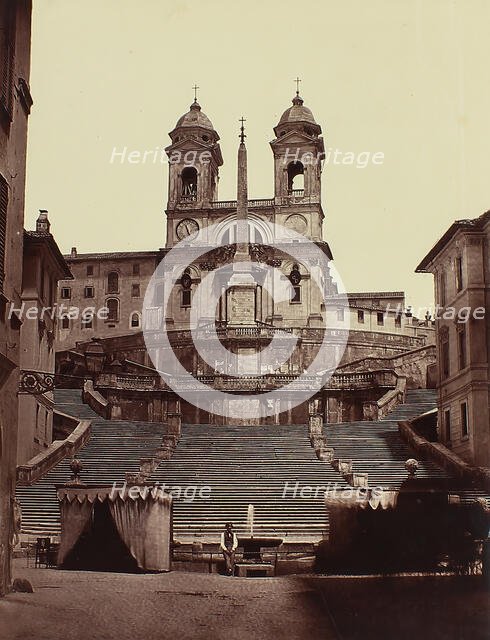 [Spanish Steps, Rome], ca. 1855. Creator: Pietro Dovizielli.