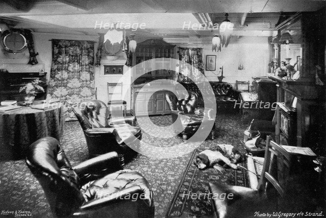 Rear-Admiral Arthur Alington's cabin on board his flagship, HMS 'Magnificent', 1896.Artist: W Gregory
