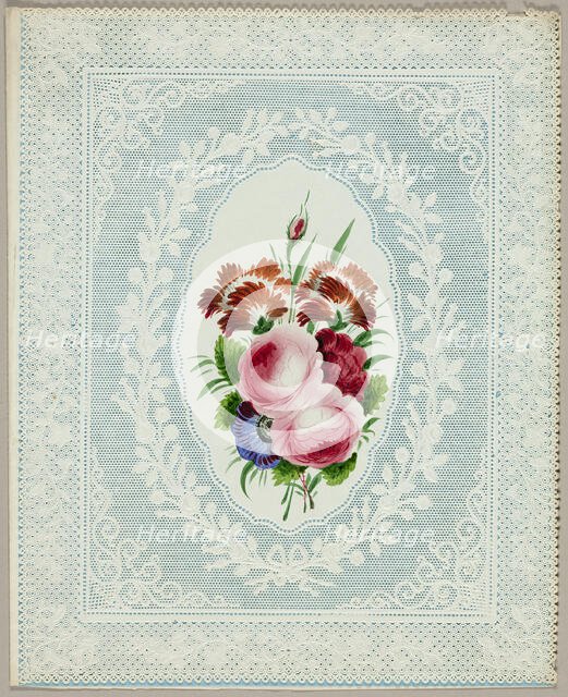 Untitled Valentine (Flowers on Lace), c. 1840. Creator: Unknown.