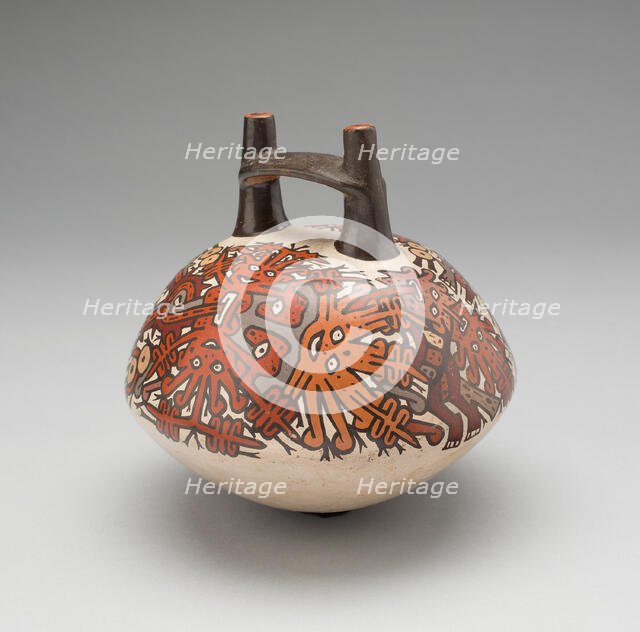 Double-Spouted Vessel Depicting Ritual Masks, 180 B.C./A.D. 500. Creator: Unknown.