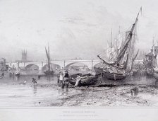 London Bridge (old and new), London, 1833. Artist: Edward William Cooke