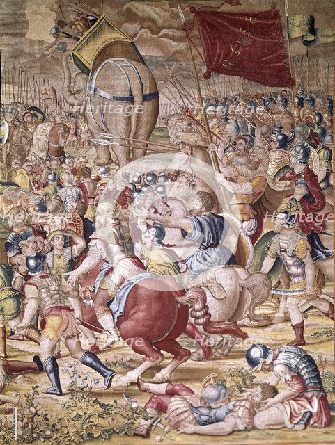 Hannibal, detail of a tapestry in the Battle of Zama (Oct. 202 b.C).