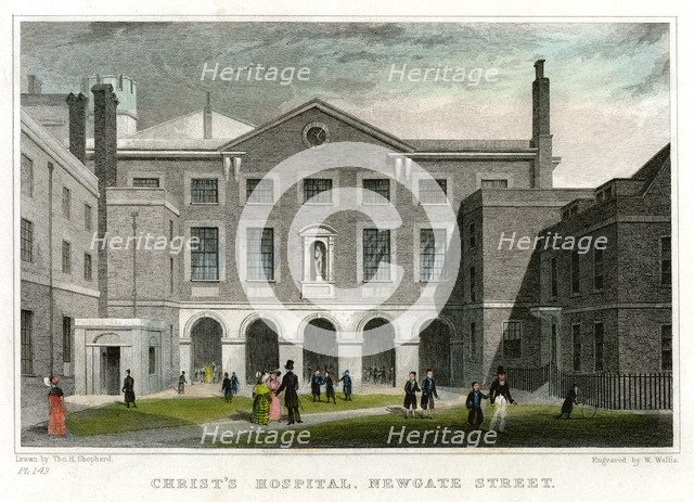 Christ's Hospital School, Newgate Street, City of London, 1831.Artist: W Wallis