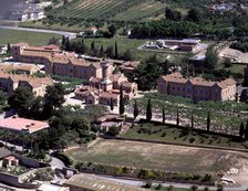 Pere Mata mental hospital, built between 1899 and 1919 by Lluís Domènech i Muntaner, partial aeri…