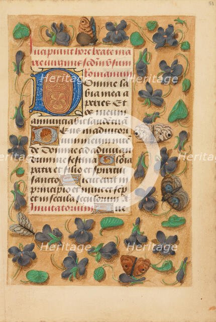 Decorated Initial D; Crohin-La Fontaine Hours, about 1480-1485 ?. Creator: Unknown.