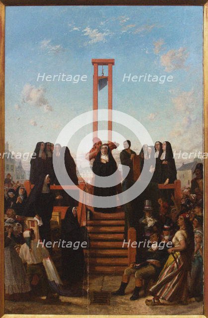 Guillotine. The Carmelites of Compiègne, First half of the 19th cent.. Creator: Delaroche, Paul Hippolyte (1797-1856).