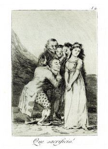 Que sacrificio! (What a Sacrifice!). (Capricho No 14), 1797-1798. Artist: Goya, Francisco, de (1746-1828)