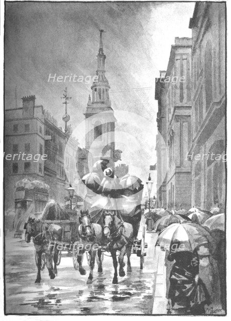 'Cheapside - A Rainy Day', 1891. Creator: William Luker.