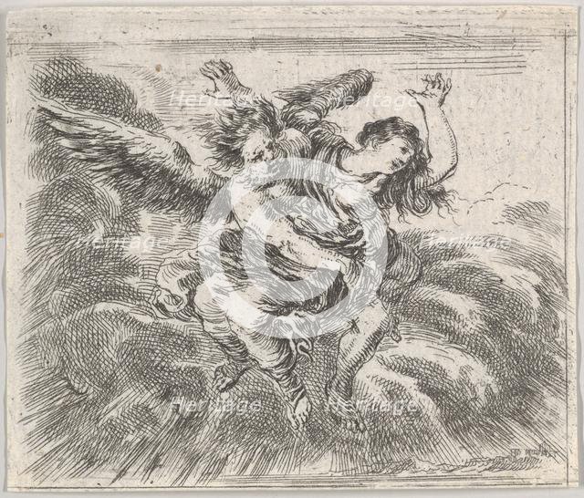 Boreas and Orithyia, from 'Game of Mythology' (Jeu de la Mythologie), 1644. Creator: Stefano della Bella.