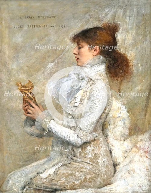 Portrait of the actress Sarah Bernhardt (1844-1923), 1879. Creator: Bastien-Lepage, Jules (1848-1884).