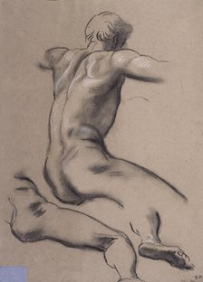 Studies of a male nude seen from the back, c1840-1900. Creator: George Frederick Watts.