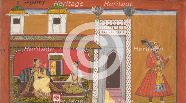 A Courtesan and Her Lover Estranged by a Quarrel: Page from a Rasamanjari series,1694-95. Creator: Devidasa of Nurpur.