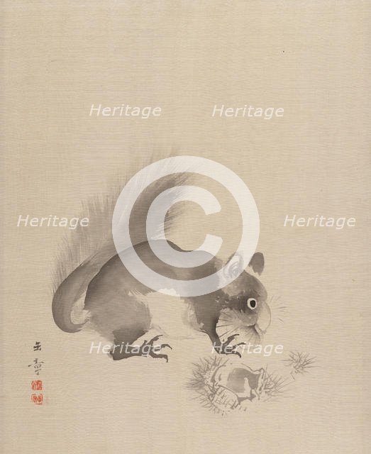 Squirrel Eating Chestnuts, 1887-92. Creator: Gyokusho Kawabata.