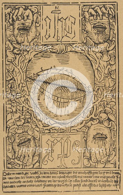 The Sacred Monogram and the Wounds of Christ, 15th century., 15th century. Creator: Anon.