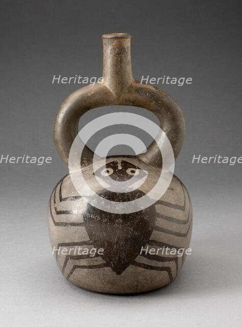 Stirrup Spout Vessel with Spider Motifs, 100 B.C./A.D. 500. Creator: Unknown.