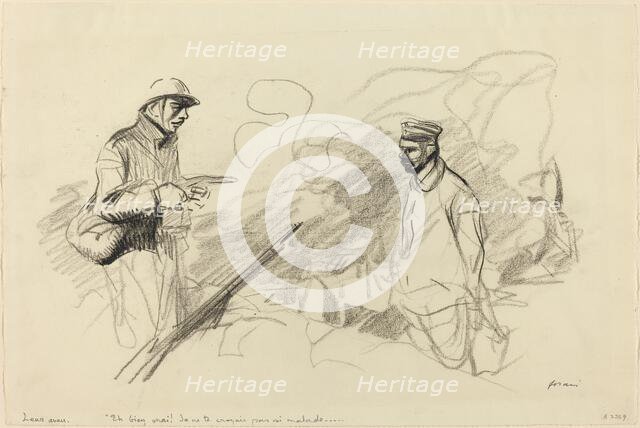 Poilu Acknowledging German Soldier, probably 1918. Creator: Jean Louis Forain.