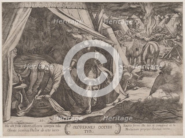 Plate 23: Judith and Holofernes, from 'The Battles of the Old Testament', ca...., ca. 1590-ca. 1610. Creator: Antonio Tempesta.